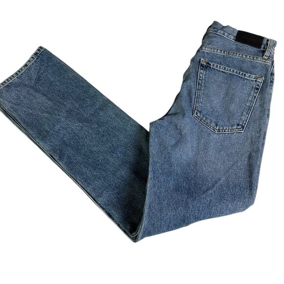 $325 GOLDSIGN Martin High-Rise Straight-Leg Creased Jeans | Sz 26, Mid Denim - Picture 9 of 11